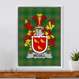 Irish McGill Coat of Arms Family Crest Ireland Framed Canvas Print Irish National Tartan