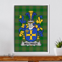 Irish Molyneux Coat of Arms Family Crest Ireland Framed Canvas Print Irish National Tartan