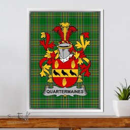 Irish Quartermaines Coat of Arms Family Crest Ireland Framed Canvas Print Irish National Tartan
