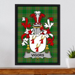 Irish Vigors Coat of Arms Family Crest Ireland Framed Canvas Print Irish National Tartan