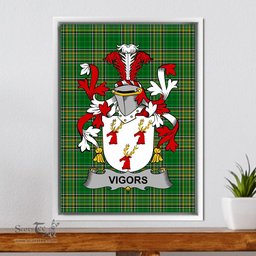 Irish Vigors Coat of Arms Family Crest Ireland Framed Canvas Print Irish National Tartan
