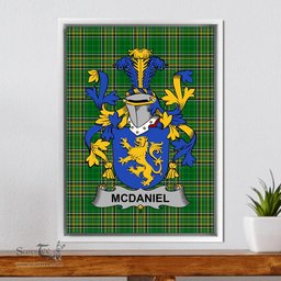 Irish McDaniel or Daniel Coat of Arms Family Crest Ireland Framed Canvas Print Irish National Tartan