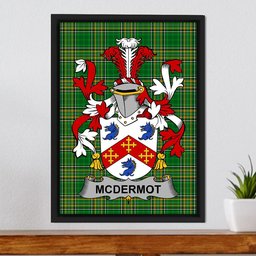 Irish McDermot Coat of Arms Family Crest Ireland Framed Canvas Print Irish National Tartan