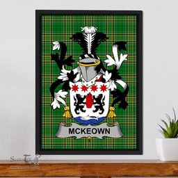 Irish McKeown Coat of Arms Family Crest Ireland Framed Canvas Print Irish National Tartan