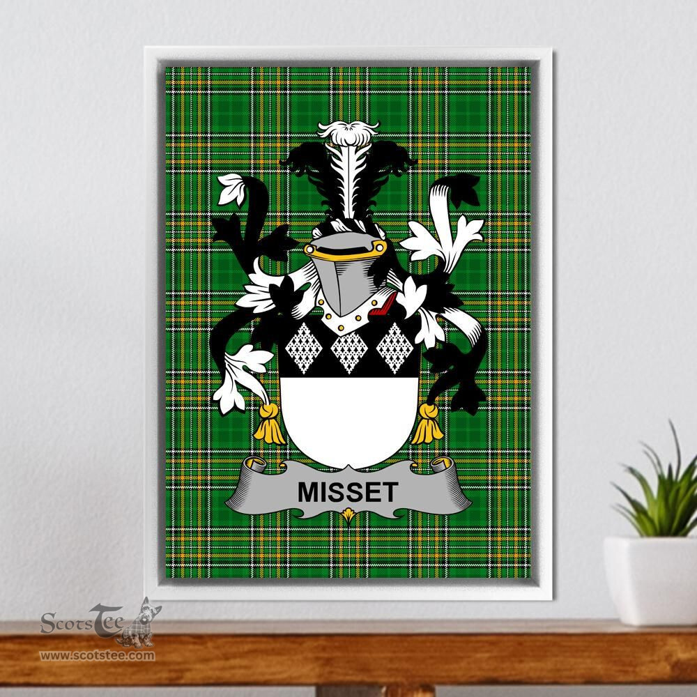 Irish Misset Coat of Arms Family Crest Ireland Framed Canvas Print Irish National Tartan