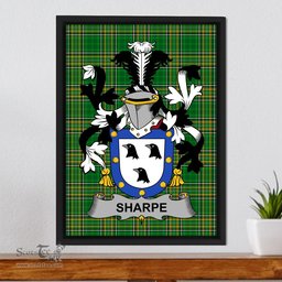 Irish Sharpe Coat of Arms Family Crest Ireland Framed Canvas Print Irish National Tartan