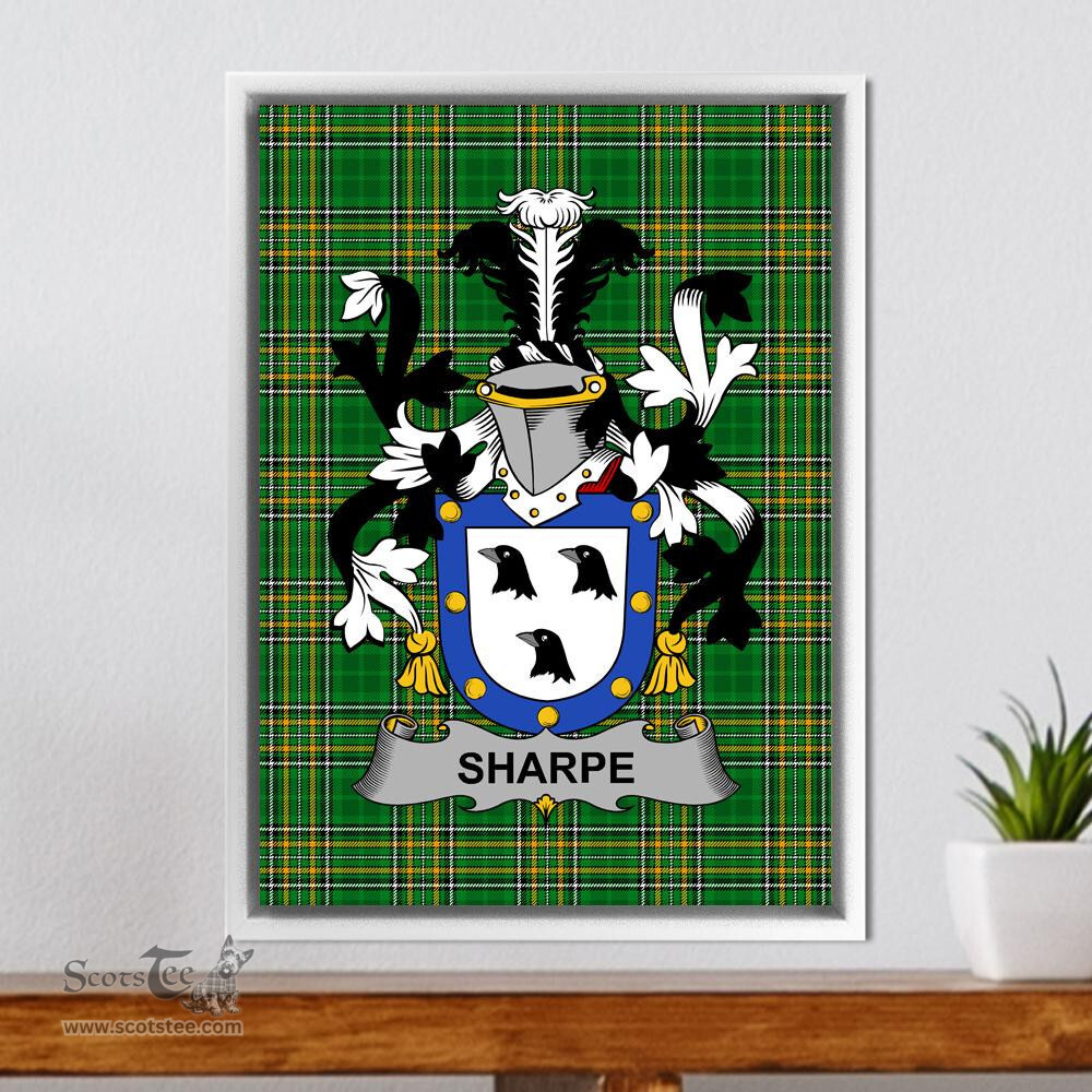 Irish Sharpe Coat of Arms Family Crest Ireland Framed Canvas Print Irish National Tartan