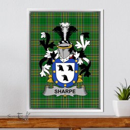 Irish Sharpe Coat of Arms Family Crest Ireland Framed Canvas Print Irish National Tartan
