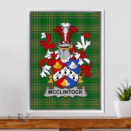 Irish McClintock Coat of Arms Family Crest Ireland Framed Canvas Print Irish National Tartan