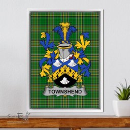 Irish Townshend or Townsend Coat of Arms Family Crest Ireland Framed Canvas Print Irish National Tartan