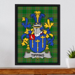 Irish Tipping Coat of Arms Family Crest Ireland Framed Canvas Print Irish National Tartan