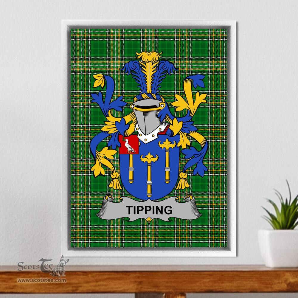 Irish Tipping Coat of Arms Family Crest Ireland Framed Canvas Print Irish National Tartan