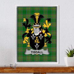 Irish Tisdall or Tisdale Coat of Arms Family Crest Ireland Framed Canvas Print Irish National Tartan