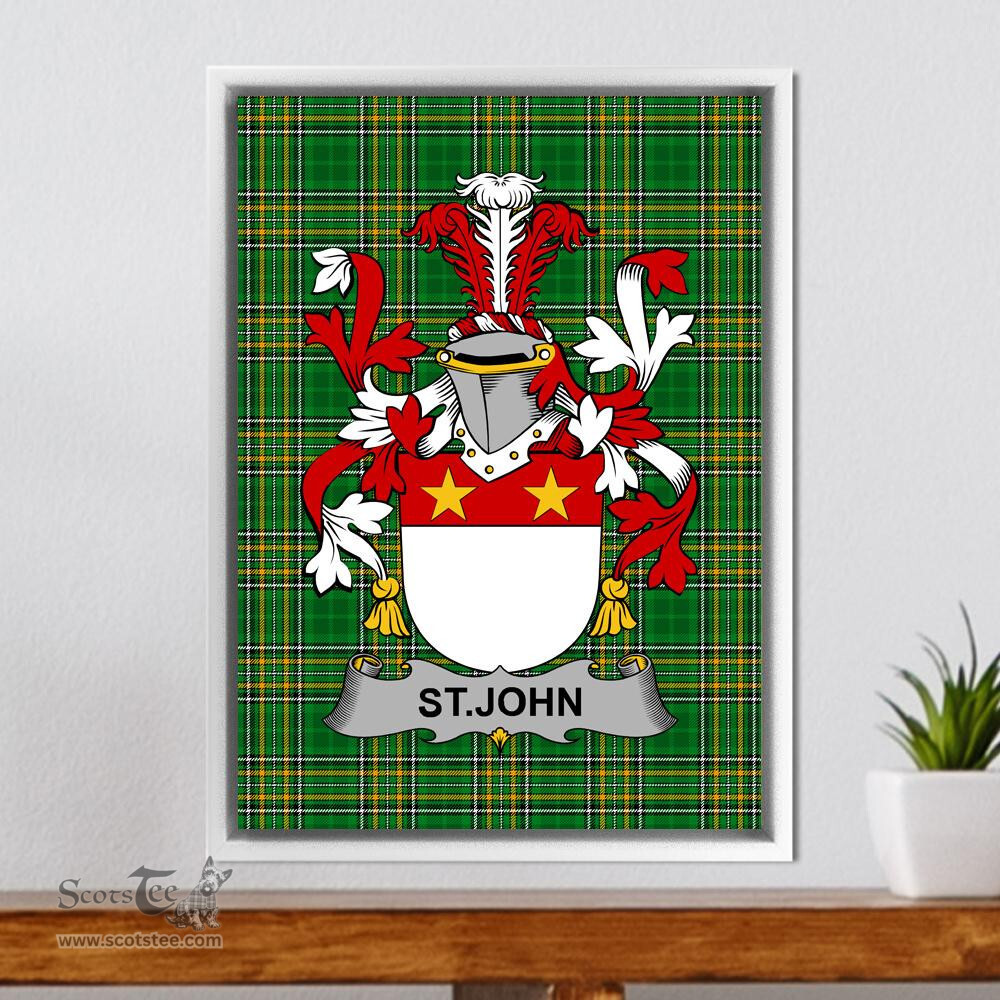 Irish St Coat of Arms Family Crest Ireland Framed Canvas Print Irish National Tartan