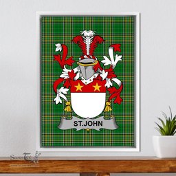 Irish St Coat of Arms Family Crest Ireland Framed Canvas Print Irish National Tartan