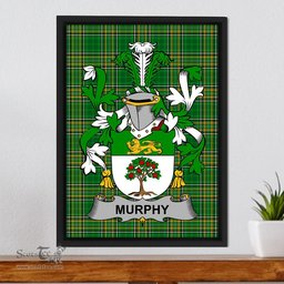 Irish Murphy (Wexford) Coat of Arms Family Crest Ireland Framed Canvas Print Irish National Tartan