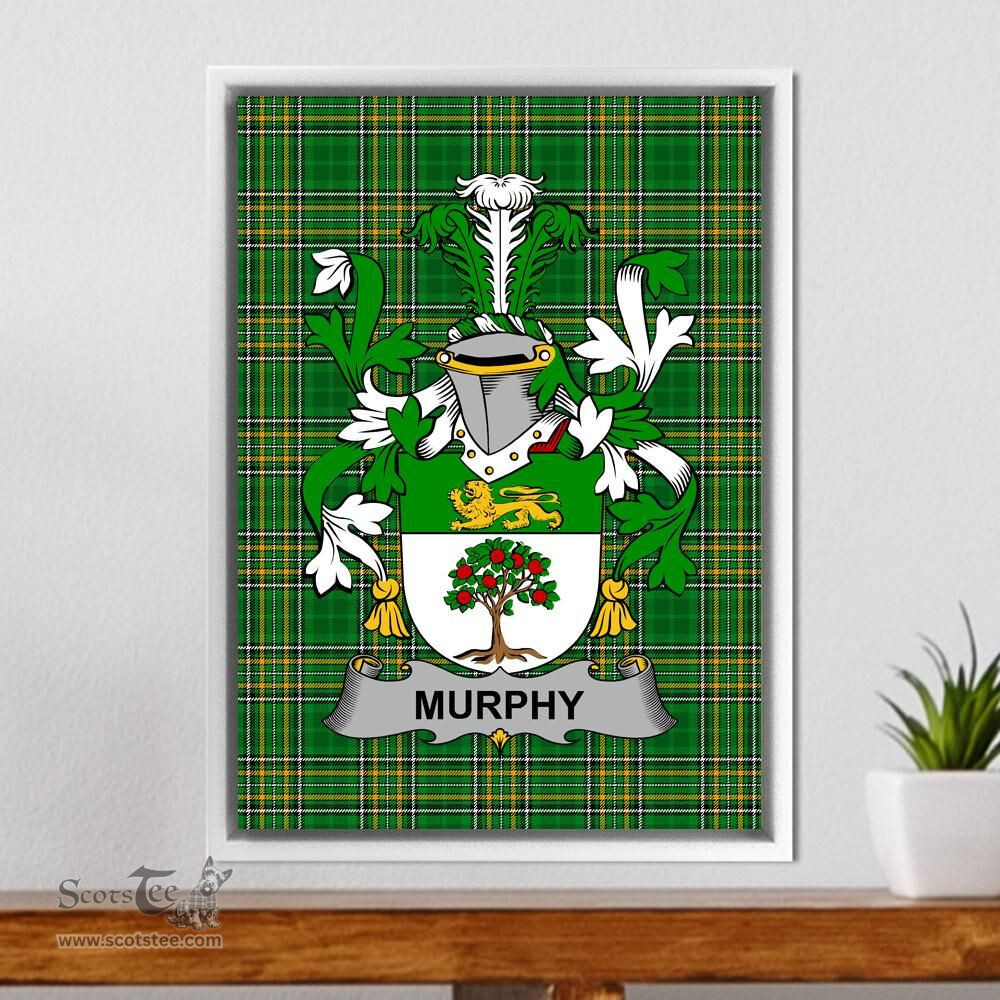 Irish Murphy (Wexford) Coat of Arms Family Crest Ireland Framed Canvas Print Irish National Tartan