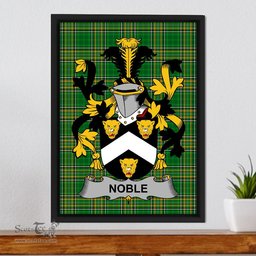 Irish Noble Coat of Arms Family Crest Ireland Framed Canvas Print Irish National Tartan