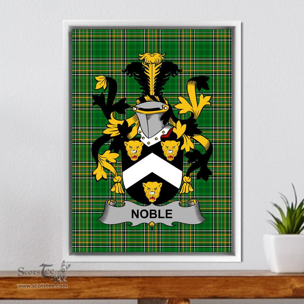 Irish Noble Coat of Arms Family Crest Ireland Framed Canvas Print Irish National Tartan