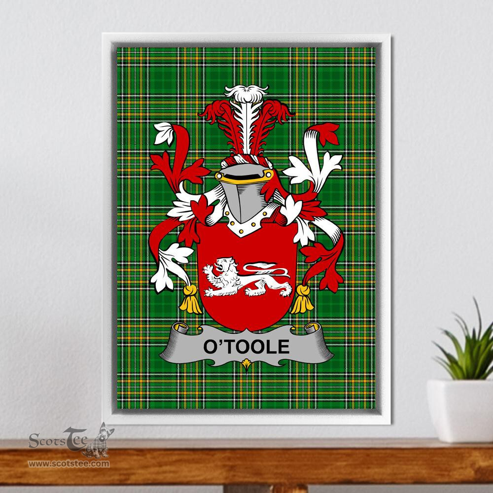 Irish Toole or O'Toole Coat of Arms Family Crest Ireland Framed Canvas Print Irish National Tartan