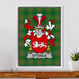 Irish Toole or O'Toole Coat of Arms Family Crest Ireland Framed Canvas Print Irish National Tartan