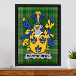 Irish Montgomery Coat of Arms Family Crest Ireland Framed Canvas Print Irish National Tartan