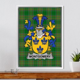 Irish Montgomery Coat of Arms Family Crest Ireland Framed Canvas Print Irish National Tartan