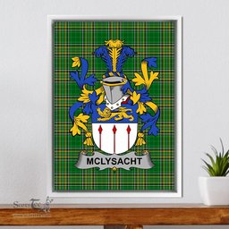 Irish McLysacht or Lysacht Coat of Arms Family Crest Ireland Framed Canvas Print Irish National Tartan