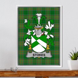 Irish Stokes Coat of Arms Family Crest Ireland Framed Canvas Print Irish National Tartan
