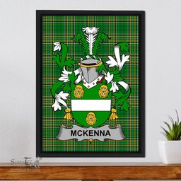 Irish McKenna or Kennagh Coat of Arms Family Crest Ireland Framed Canvas Print Irish National Tartan