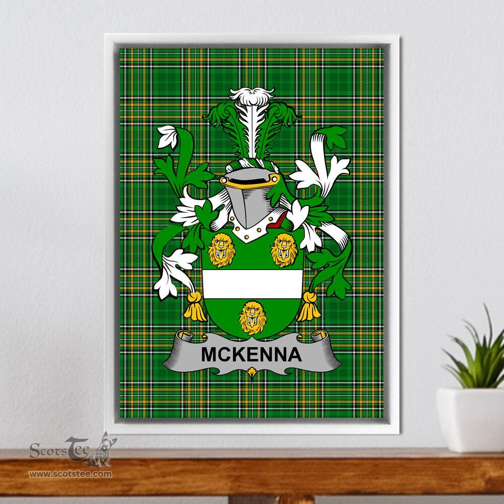 Irish McKenna or Kennagh Coat of Arms Family Crest Ireland Framed Canvas Print Irish National Tartan