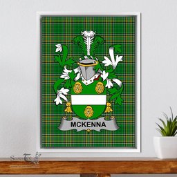 Irish McKenna or Kennagh Coat of Arms Family Crest Ireland Framed Canvas Print Irish National Tartan