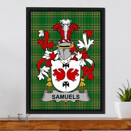 Irish Samuels Coat of Arms Family Crest Ireland Framed Canvas Print Irish National Tartan