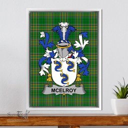 Irish McElroy or Gilroy Coat of Arms Family Crest Ireland Framed Canvas Print Irish National Tartan