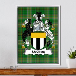 Irish McGinty Coat of Arms Family Crest Ireland Framed Canvas Print Irish National Tartan