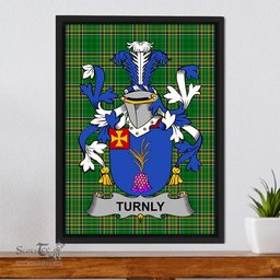 Irish Turnly or Turnley Coat of Arms Family Crest Ireland Framed Canvas Print Irish National Tartan