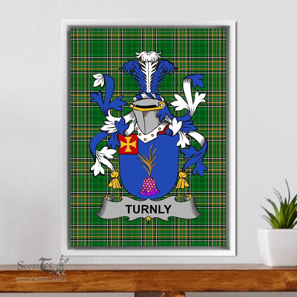 Irish Turnly or Turnley Coat of Arms Family Crest Ireland Framed Canvas Print Irish National Tartan