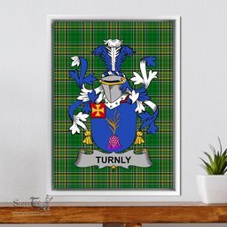Irish Turnly or Turnley Coat of Arms Family Crest Ireland Framed Canvas Print Irish National Tartan