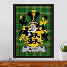 Irish Rock Coat of Arms Family Crest Ireland Framed Canvas Print Irish National Tartan