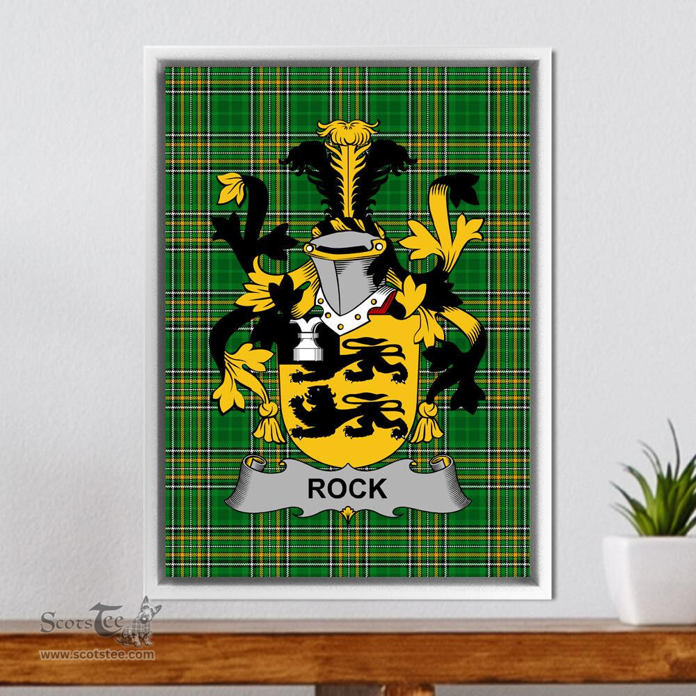 Irish Rock Coat of Arms Family Crest Ireland Framed Canvas Print Irish National Tartan