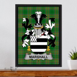Irish Marshall Coat of Arms Family Crest Ireland Framed Canvas Print Irish National Tartan