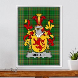 Irish McHale or MacHale Coat of Arms Family Crest Ireland Framed Canvas Print Irish National Tartan