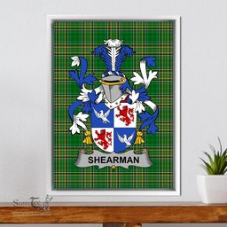 Irish Shearman Coat of Arms Family Crest Ireland Framed Canvas Print Irish National Tartan