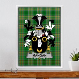 Irish Mangan or O'Mangan Coat of Arms Family Crest Ireland Framed Canvas Print Irish National Tartan
