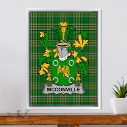 Irish McConville Coat of Arms Family Crest Ireland Framed Canvas Print Irish National Tartan