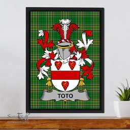 Irish Toto Coat of Arms Family Crest Ireland Framed Canvas Print Irish National Tartan
