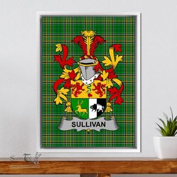 Irish Sullivan or O'Sullivan Coat of Arms Family Crest Ireland Framed Canvas Print Irish National Tartan