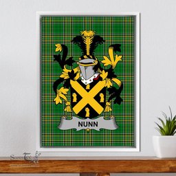 Irish Nunn Coat of Arms Family Crest Ireland Framed Canvas Print Irish National Tartan
