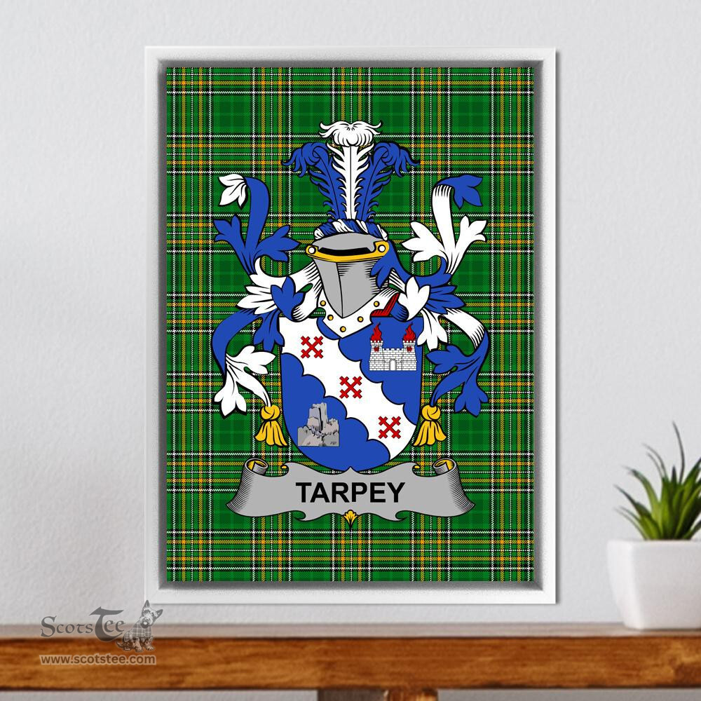 Irish Tarpey Coat of Arms Family Crest Ireland Framed Canvas Print Irish National Tartan