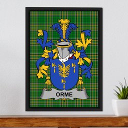 Irish Orme Coat of Arms Family Crest Ireland Framed Canvas Print Irish National Tartan